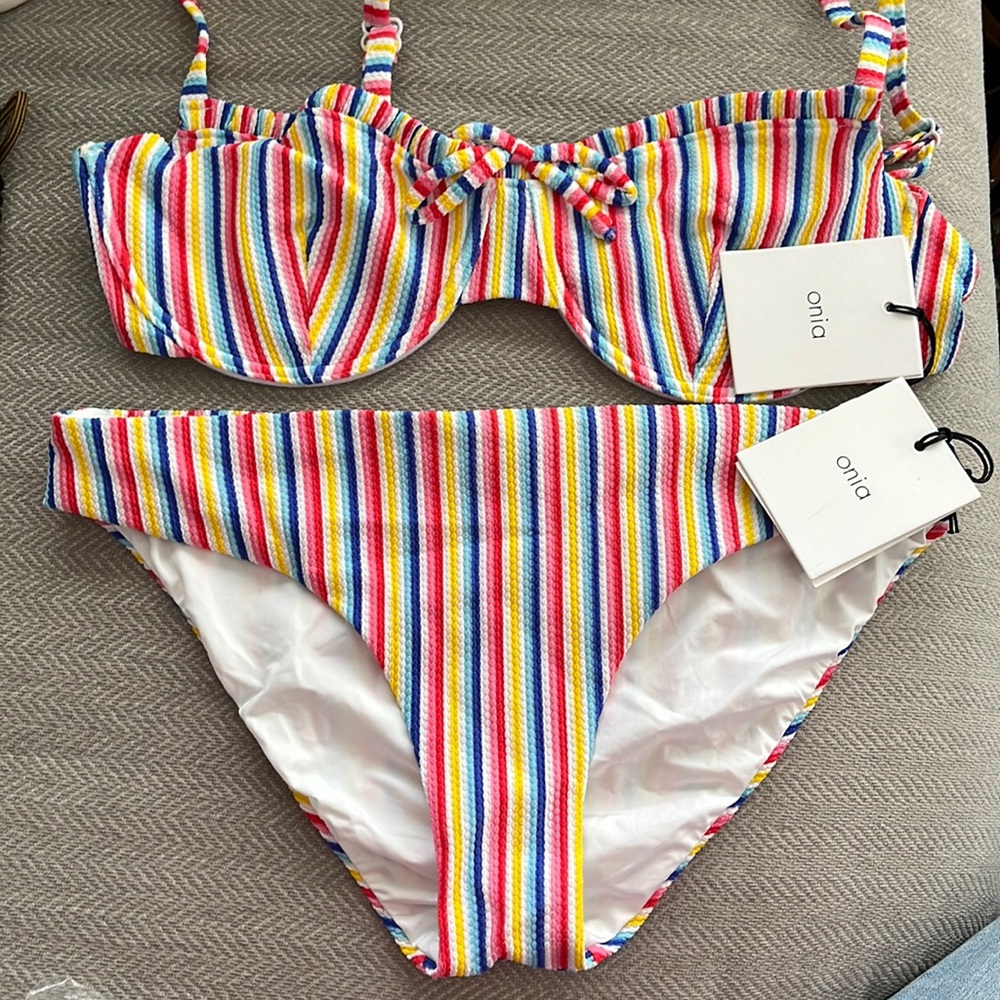 Onia striped two piece swimsuit